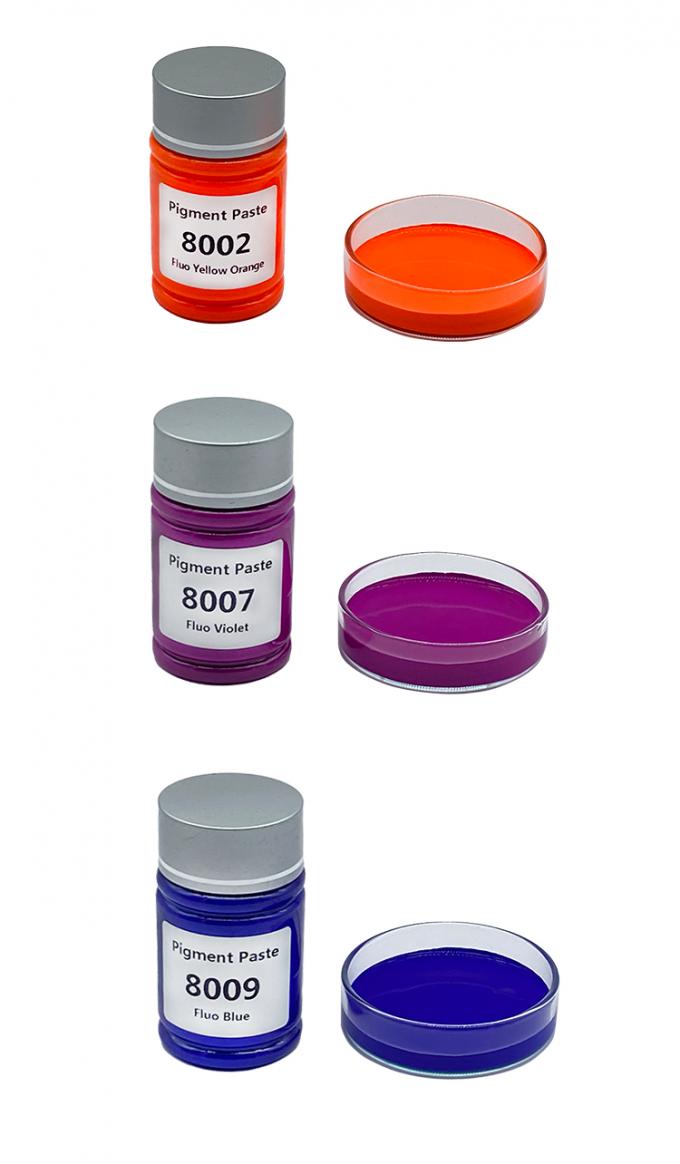 Pigmento a base d'acqua Fluo Rosso Giallo Pigmento per vernici Inchiostri Stampa tessile/serie fluorescente Paste di colore liquido 6