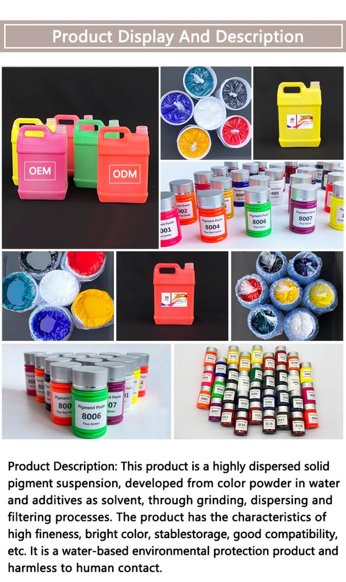 Pigmento a base d'acqua Fluo Rosso Giallo Pigmento per vernici Inchiostri Stampa tessile/serie fluorescente Paste di colore liquido 4