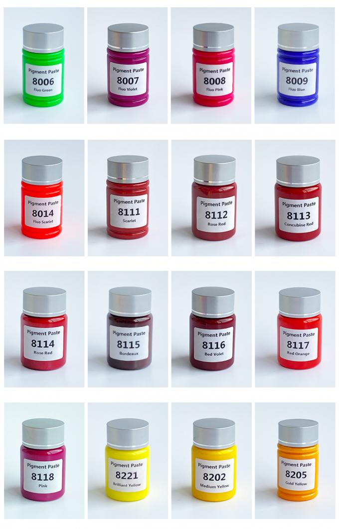 Pigmento a base d'acqua Fluo Rosso Giallo Pigmento per vernici Inchiostri Stampa tessile/serie fluorescente Paste di colore liquido 10