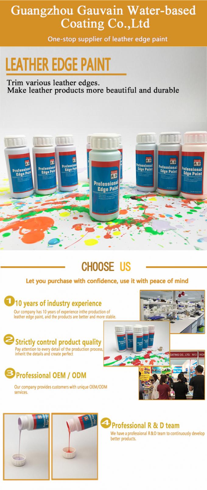 Polyurethane a base d'acqua Glitter Leather Edge Paint Liquid Coating for Furniture Leather Belts Bags Straps Shoe Uppers 0